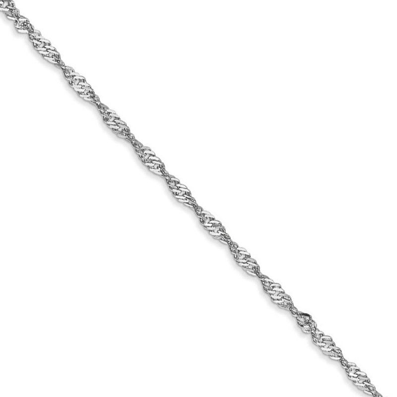 1.7mm 10k White Gold Polished Singapore Chain Necklace, 24 Inch